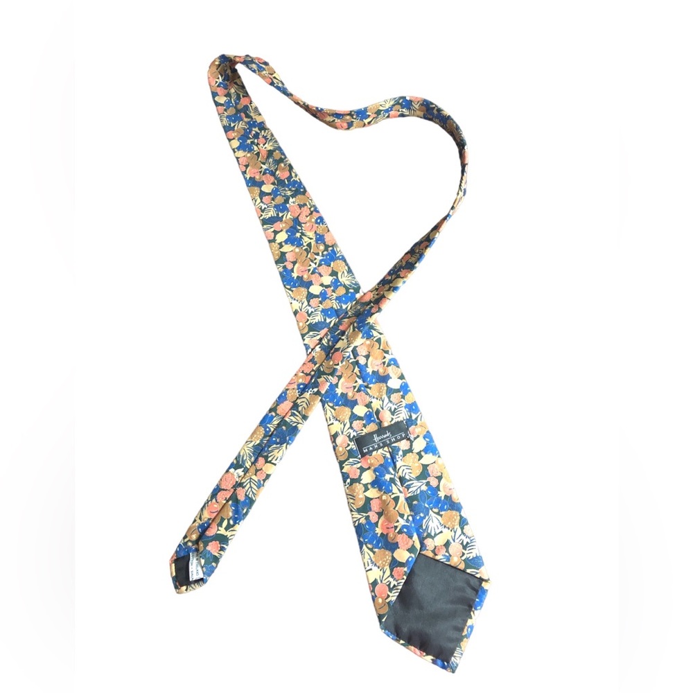 TIE - Men's Harrod's Man's Shop Cotton Floral Tie. Made in England. OS